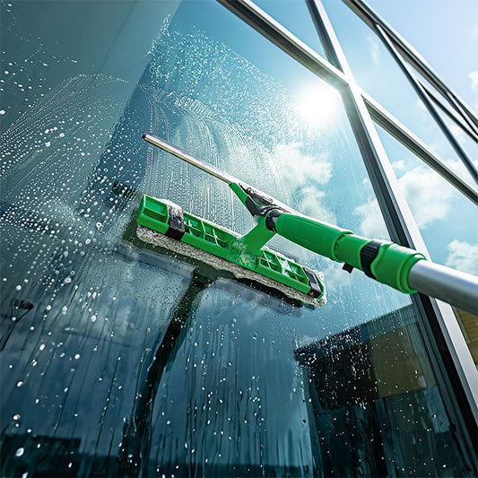 Unger ErgoTec® vinduespudsersæt med teleskopskaft til udestue