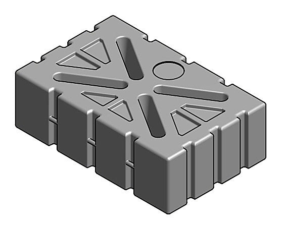 Vandtank rumopdelt vandret 1250 Liter L195cmxB125cmxH62cm
