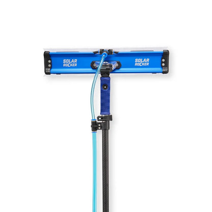 Solar panel washing brush Premium with rinsebar and scrubbing pads.