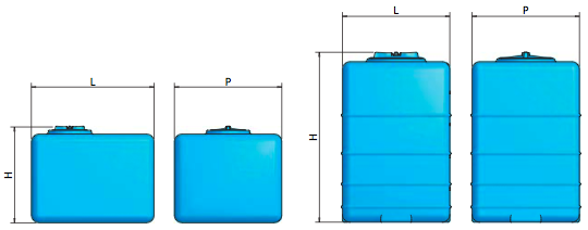 300 Liter firkantet RPRK-blå lodret vandtank
